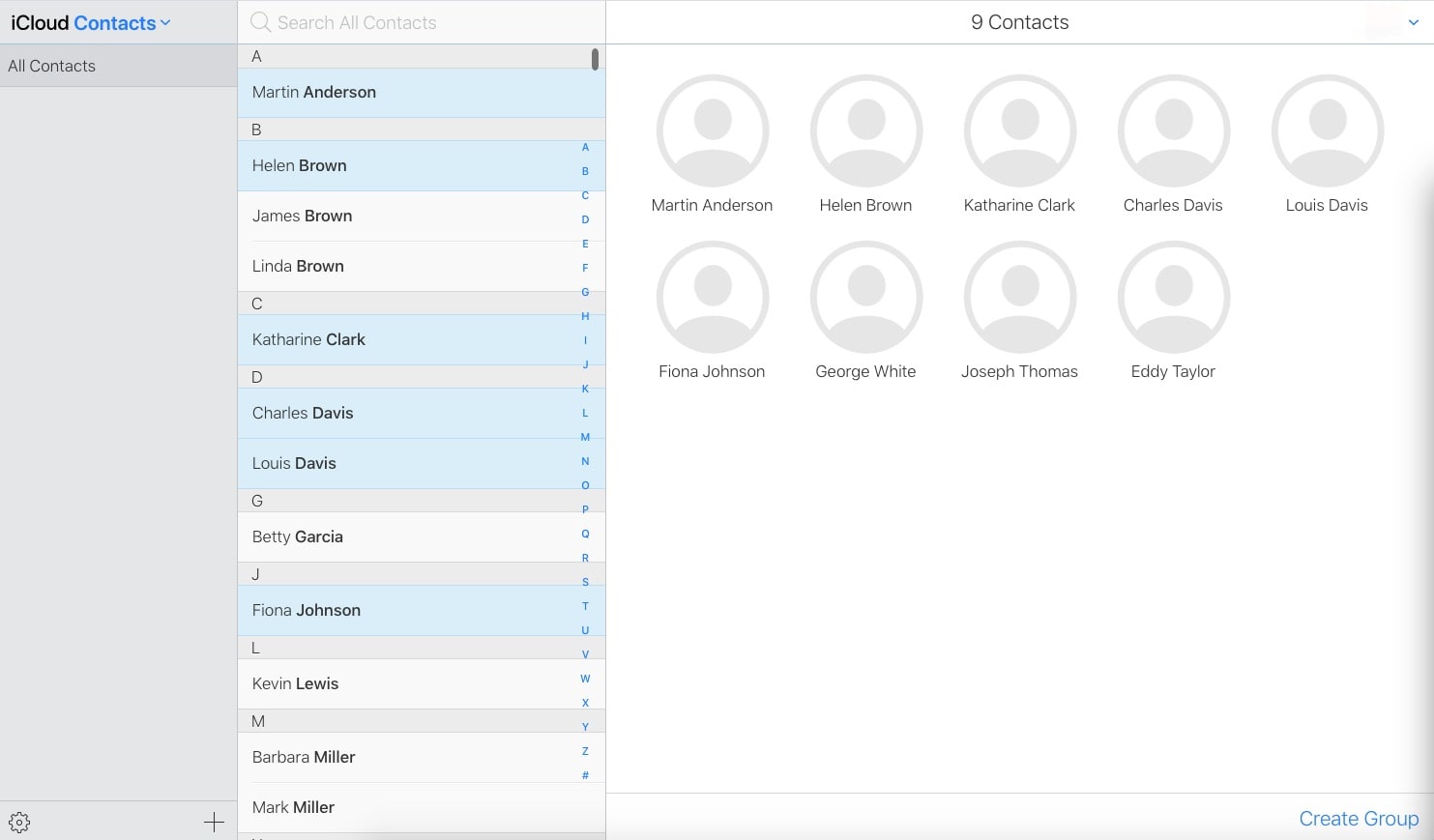 select contacts to export