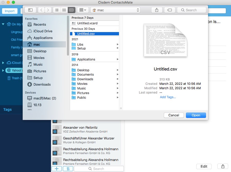 import contacts into Yahoo email from CSV