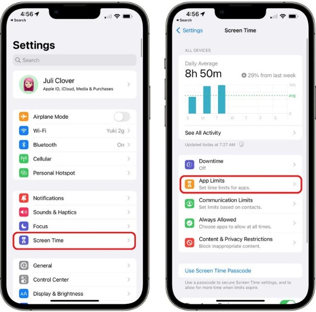 screen time app limits