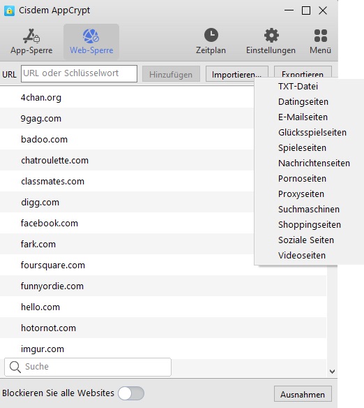 Blockieren von Websites in Opera unter Windows
