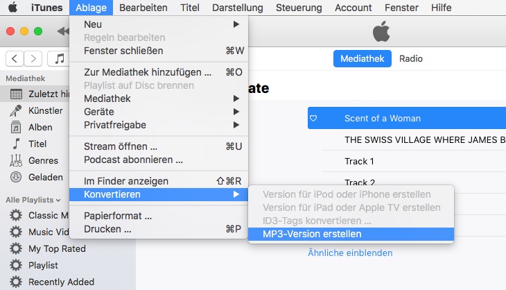 Konvertieren Sie mp4 in mp3 auf dem Mac mit itunes