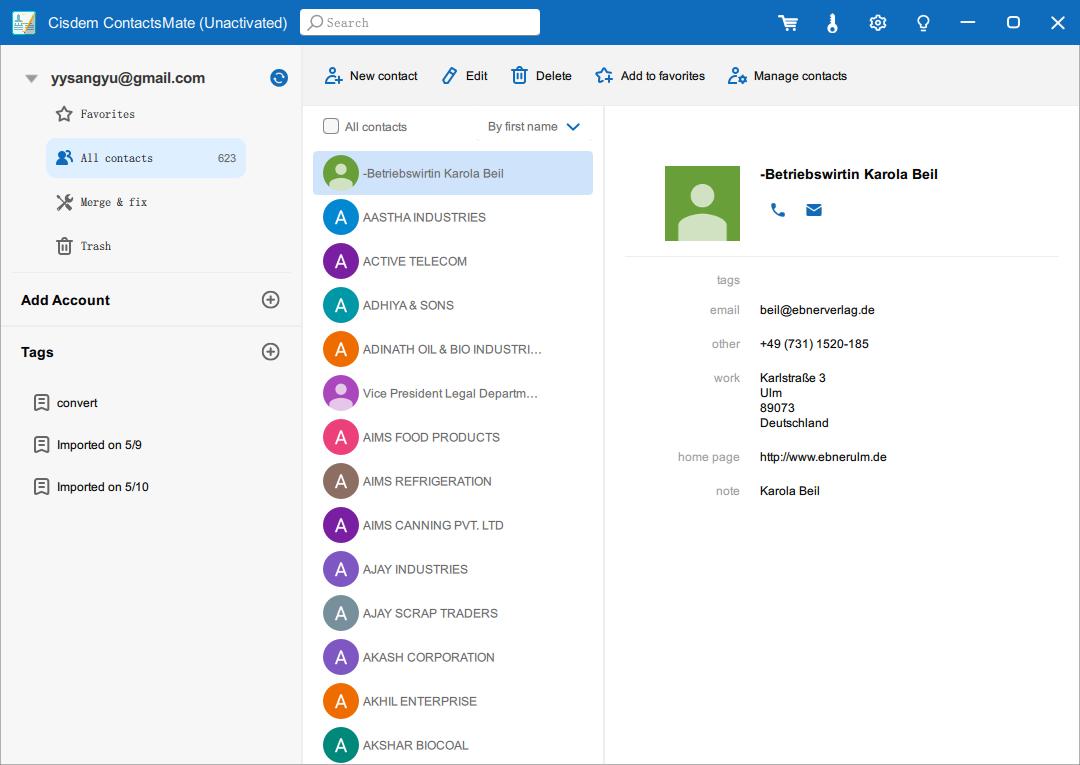 contactsmate main window