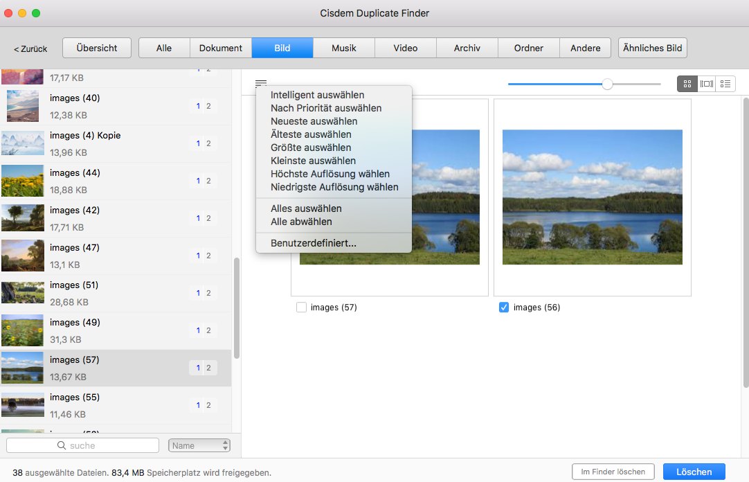 Cisdem Duplicate Finder displaying several sets of duplicate photos with side-by-side preview 
