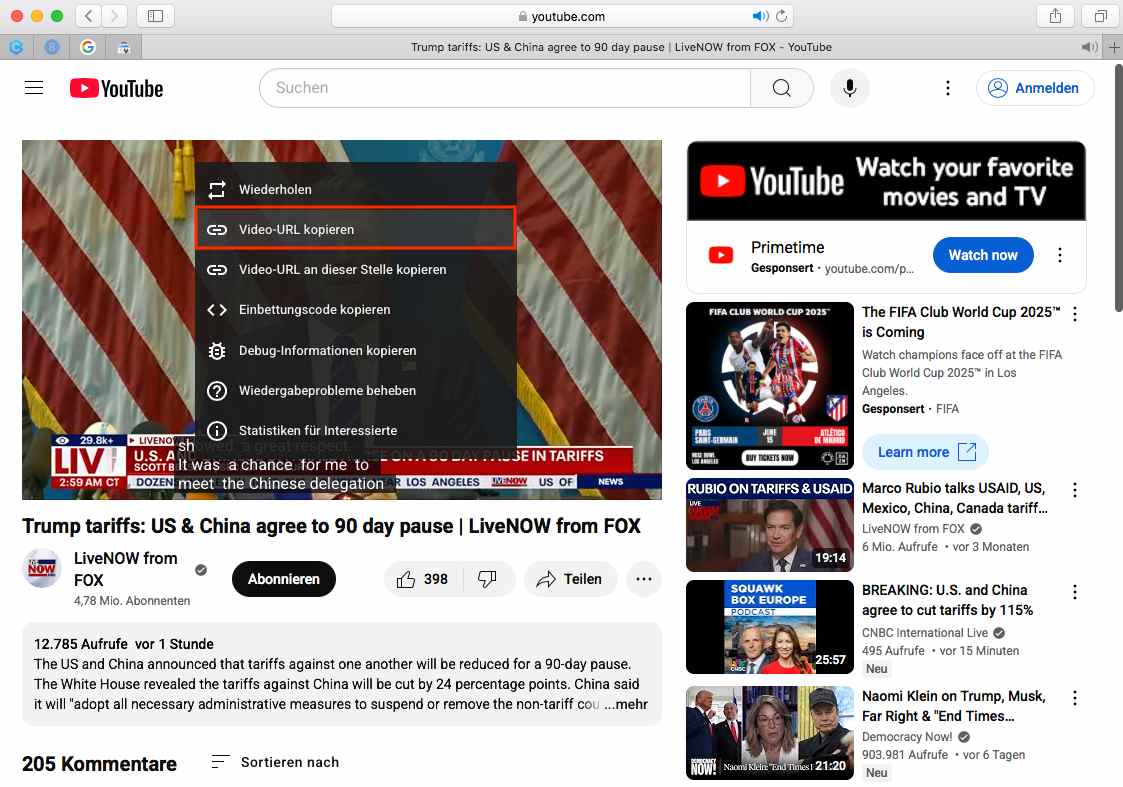 copy video link from Safari