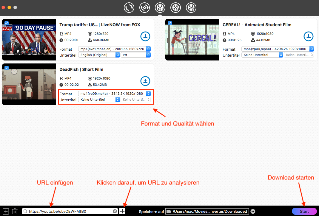 paste the link and load video