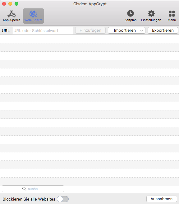 Registerkarte Webblocker