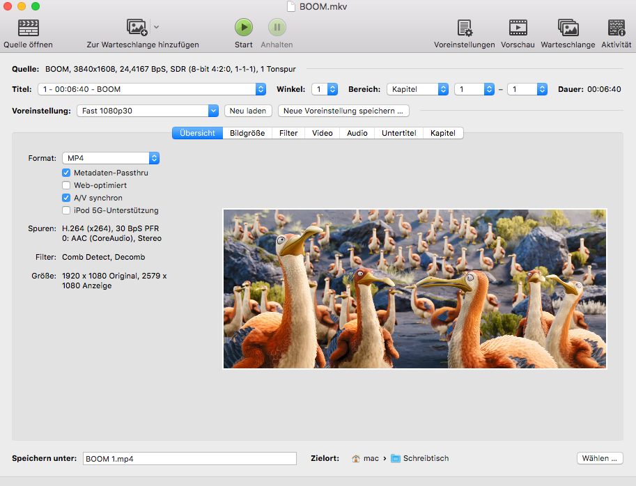 convert mkv to mp4 mac handbrake
