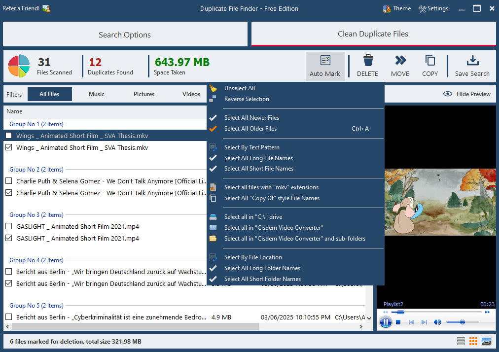 find video duplicates on PC