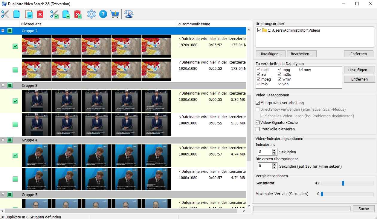 use Duplicate Video Search to find duplicate video files on Windows PC