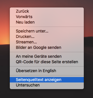 Seitenquelltext anzeigen