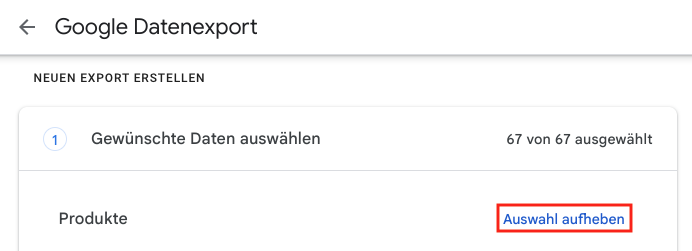 alle Auswahl aufheben