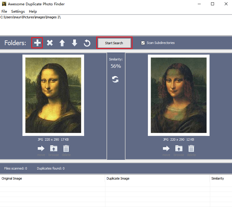 Ordner hinzufügen und Scan starten