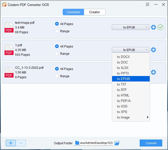Cisdem PDF Converter OCR Interface