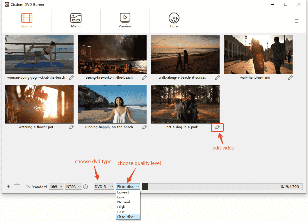 upload video source to dvd for burning with cisdem