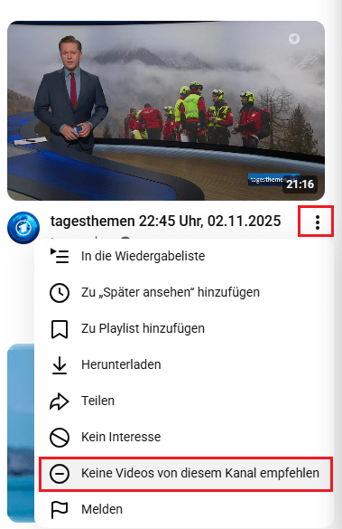 block YouTube channels