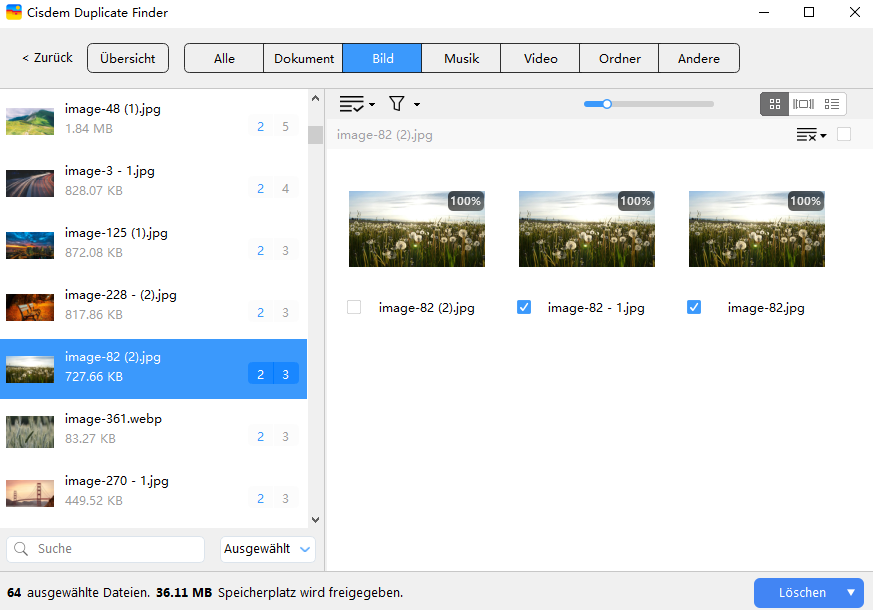 view the found duplicate files
