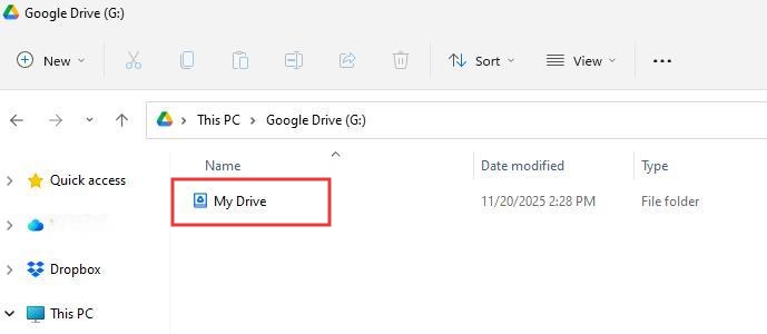 My Drive in File Explorer