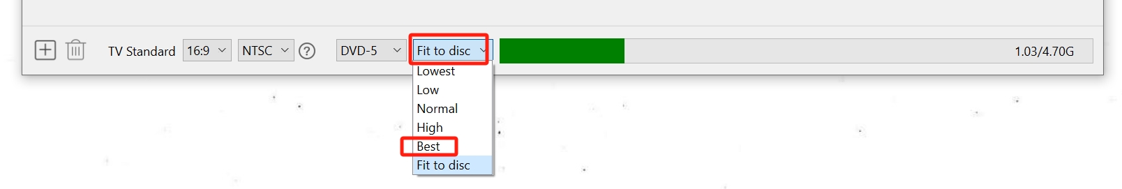configure dvd parameters